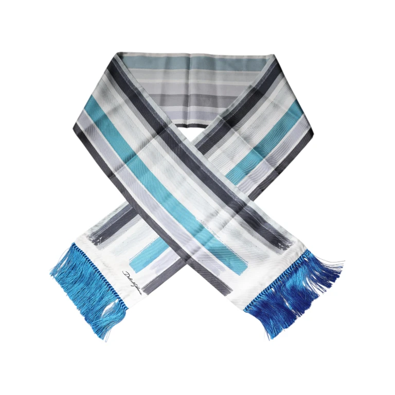 Dolce & Gabbana Multicolor Stripes Silk Fringes Neck Foulard Scarf - Men
