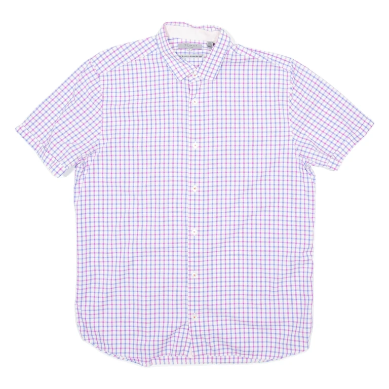 TED BAKER Mens Shirt White Check M