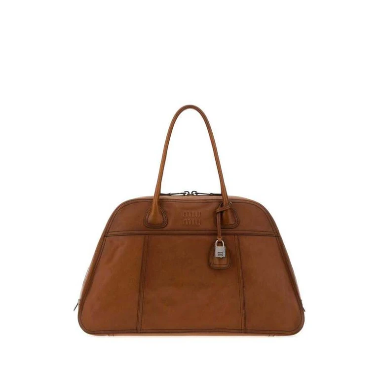 Camel Leather Vivant Shopping Bag Cognac Borse A Mano
