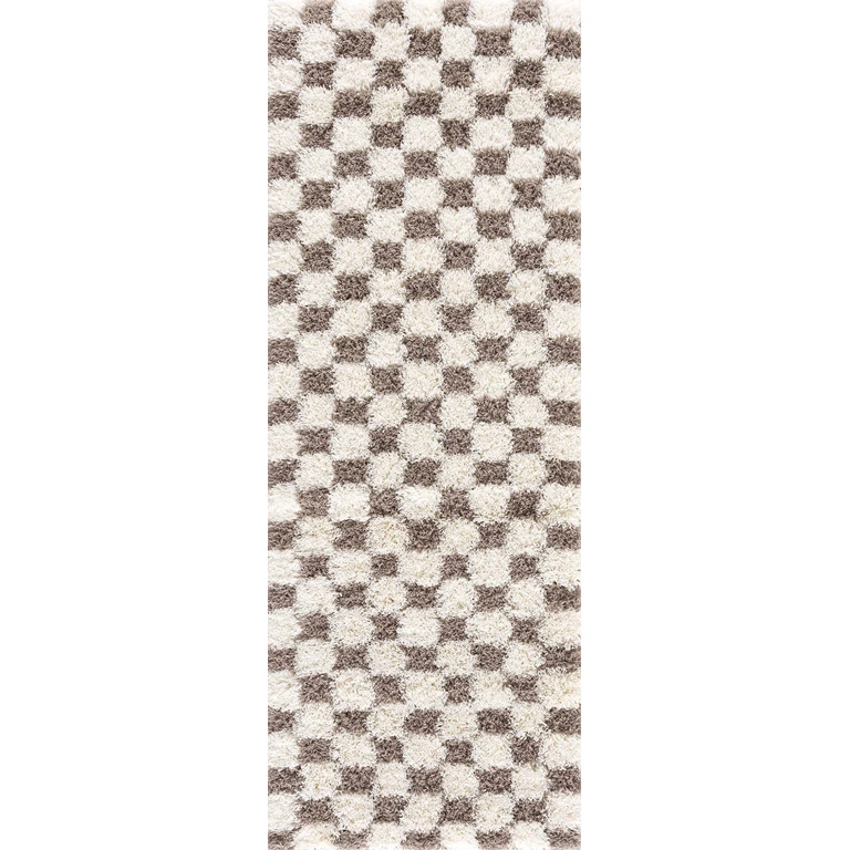 Atira Brown Checkered Area Rug
