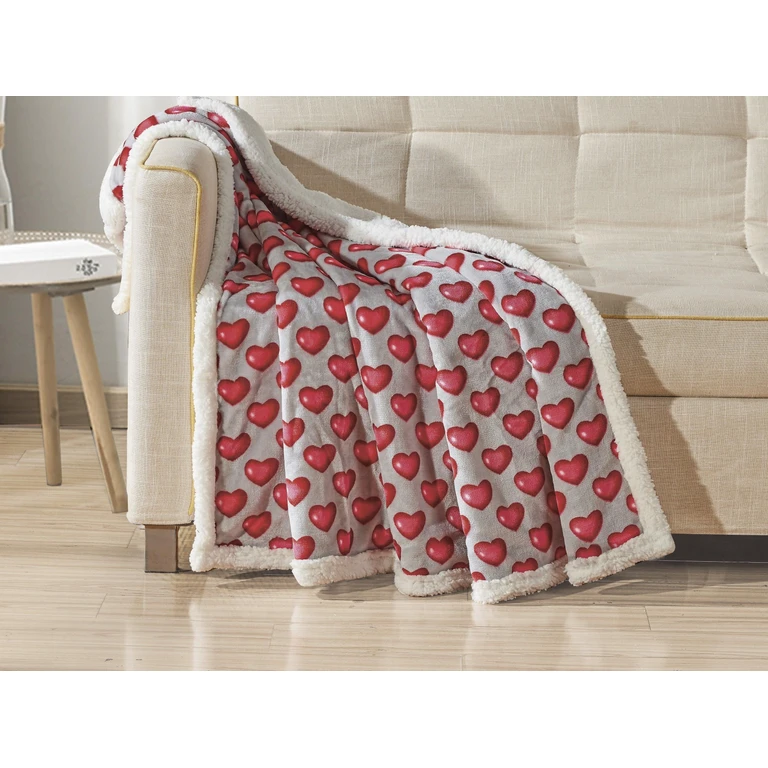 50" x 60" Valentine Inspired Sherpa Back Throw