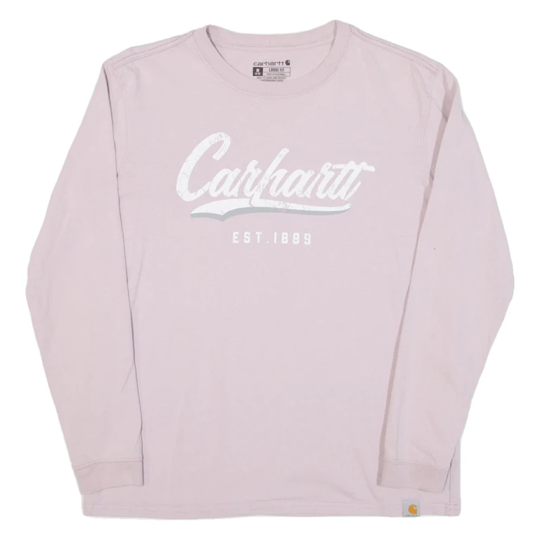 CARHARTT Loose Fit Womens T-Shirt Pink Long Sleeve M