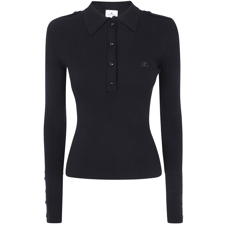 Maglione A Maniche Lunghe "Rib Knit Ls Polo Sweater"