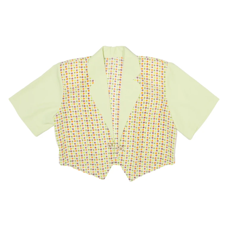 Womens Printed Waistcoat Green Silk Spotted M