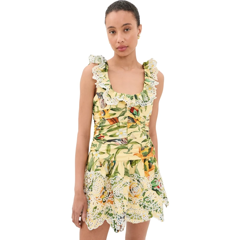 FARM Rio Brasil Collage Soft Yellow Mini Dress Brasil Collage Soft Yellow M