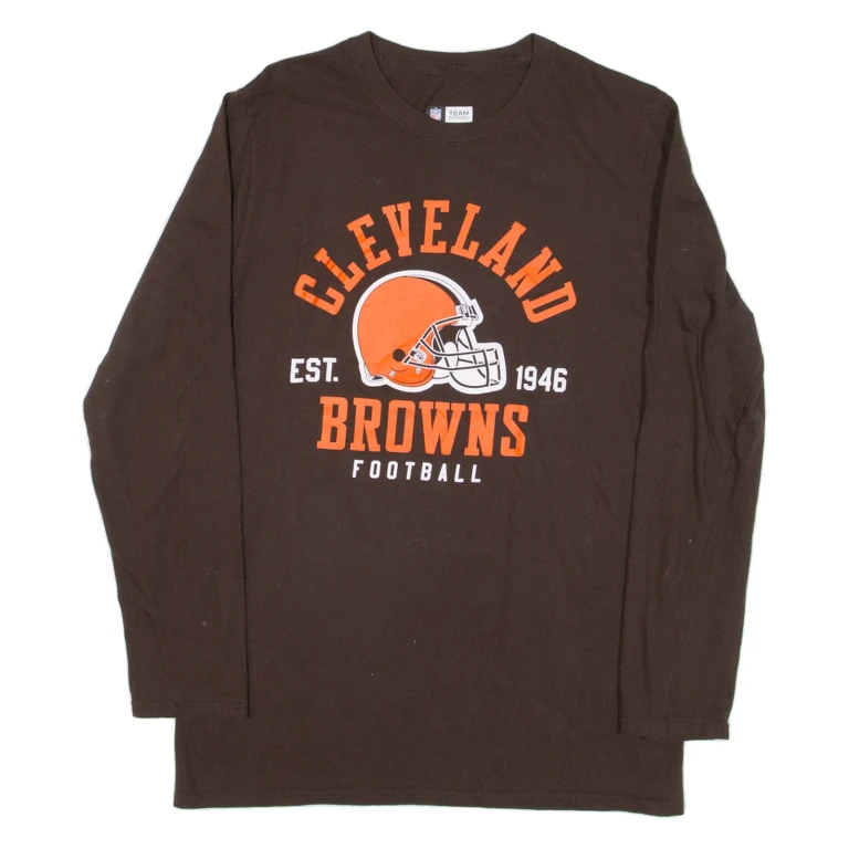 NFL Cleveland Browns Mens T-Shirt Brown Long Sleeve USA M