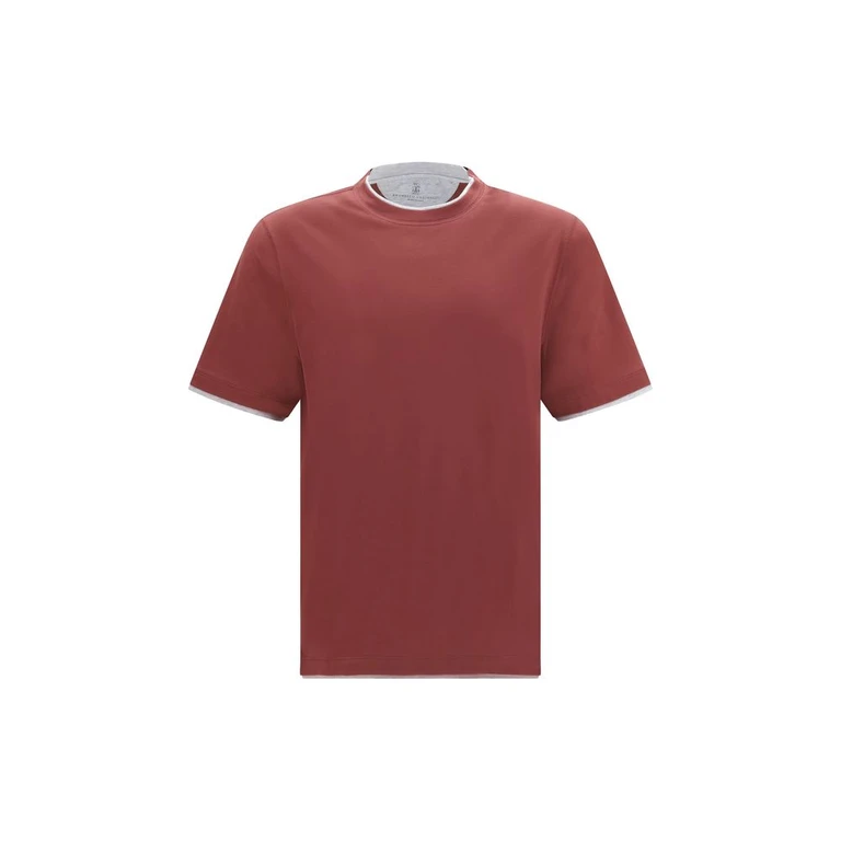 Brunello Cucinelli Bordeaux Cotton T-Shirt - Men
