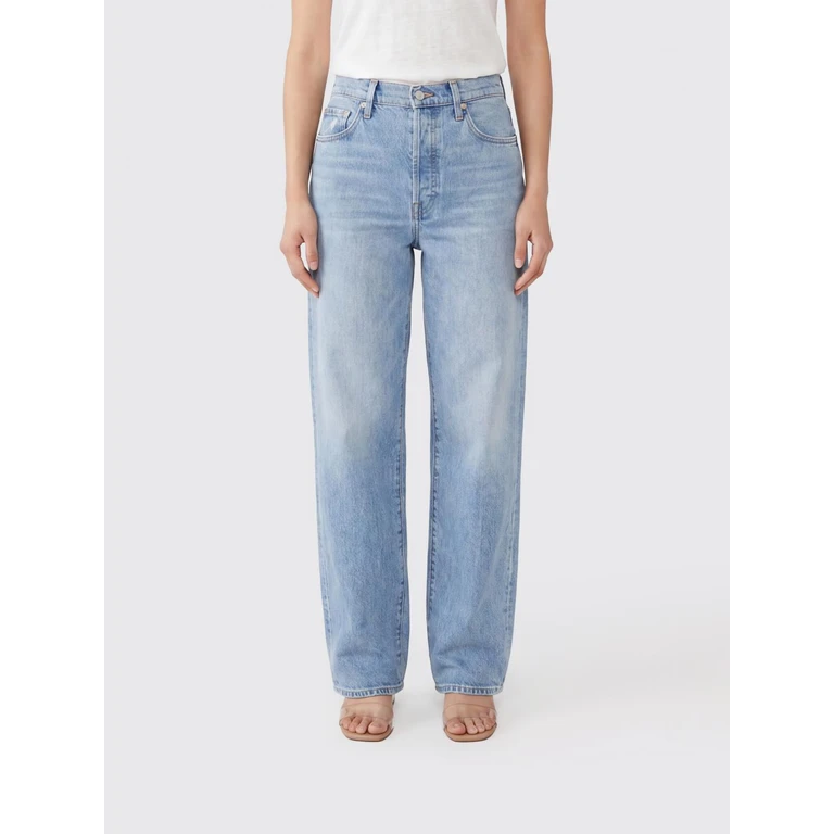 High-Waisted Straight-Leg Jeans in Denim with Five-Pocket Design (120781296GWL)