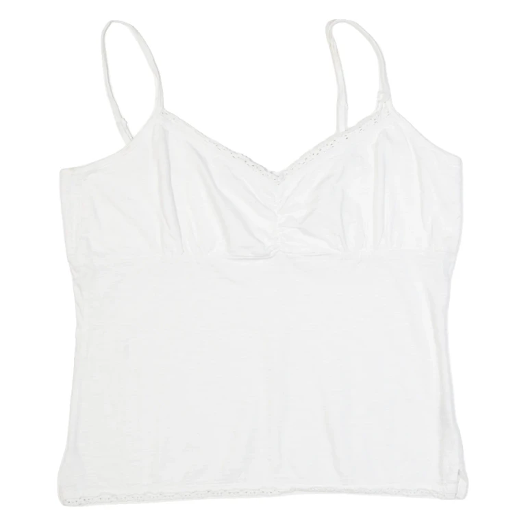 FAT FACE Womens Camisole Top White V-Neck Sleeveless UK 16
