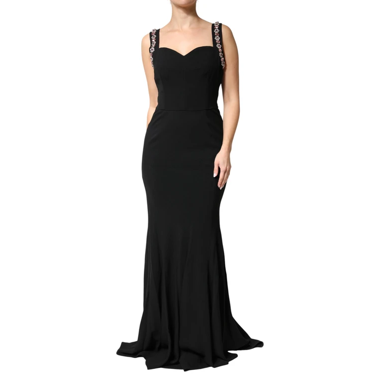 Dolce & Gabbana Black Embellished Bodycon Long Gown Dress 46+03+vi - Women