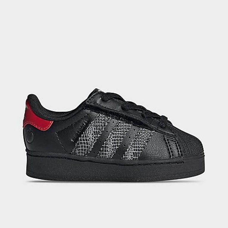 adidas Kids Toddler Originals Superstar LED Lights Comfort Closure Casual Shoes in Core Black/Core Black/Red Size: 4.0