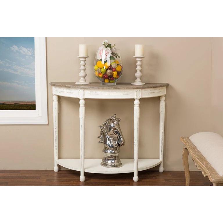 Traditional French White Accent Table - Vologne