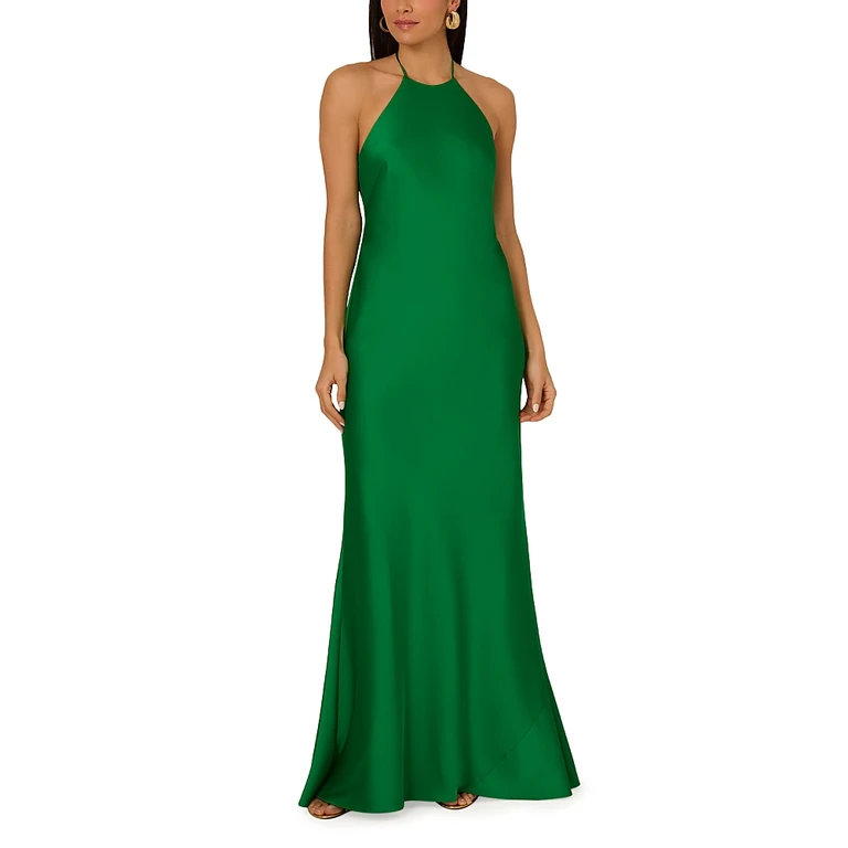 Liv Foster Satin Halter Long Dress