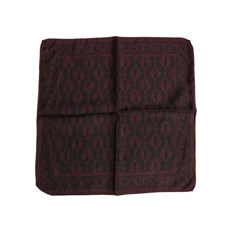 Dolce & Gabbana Maroon Black Printed Square Men Foulard Scarf And - Men