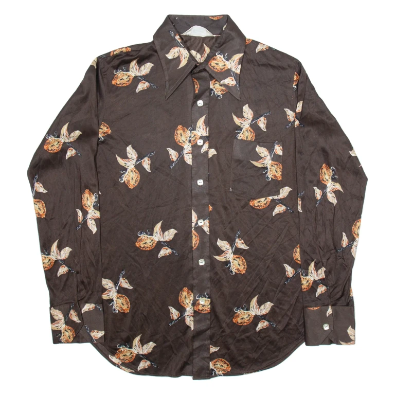 CHARISMA Mens Shirt Brown Floral Long Sleeve L