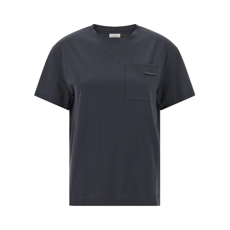 Brunello Cucinelli Blue Cotton T-Shirt - Women