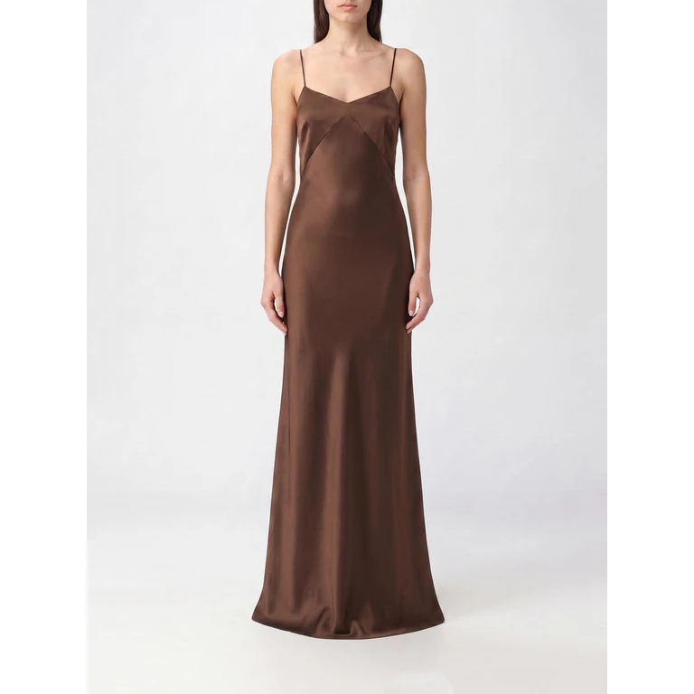 Satin Long Slip Dress with Square Neckline and Thin Straps (1159072037)