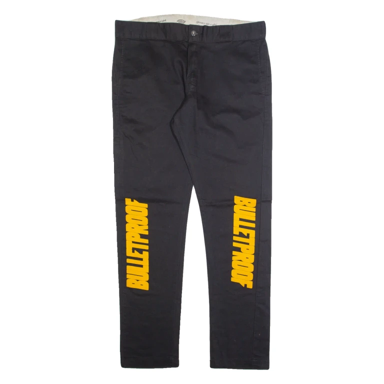 DICKIES Chino Mens Trousers Black Slim Straight W34 L32