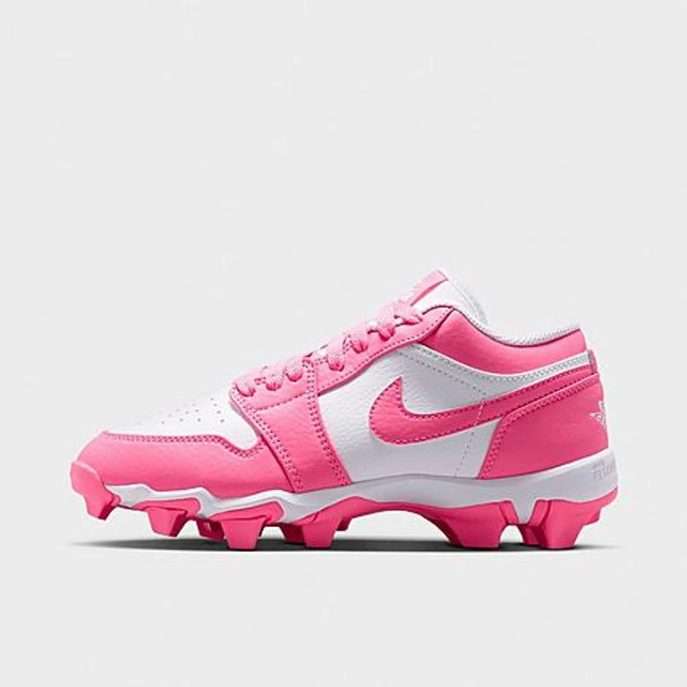 Big Kids Air Retro 1 Low Cleats in White/Digital Pink Size: 1.0