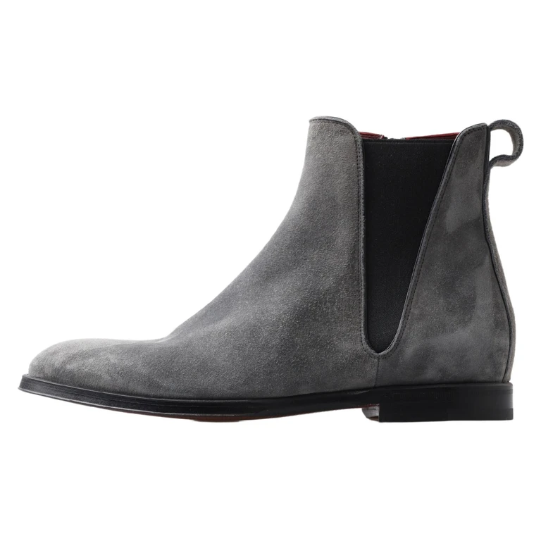 Dolce & Gabbana Gray Leather Men Ankle Boots Shoes - Men