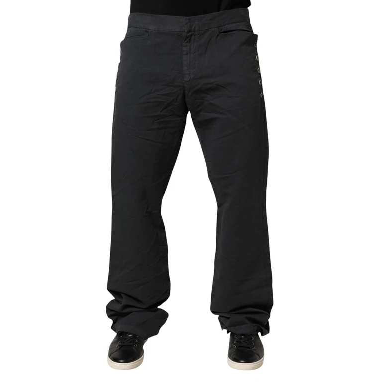Just Cavalli Black Straight Fit Mid Waist Denim Trouser Jeans Cotton-elastane - Men
