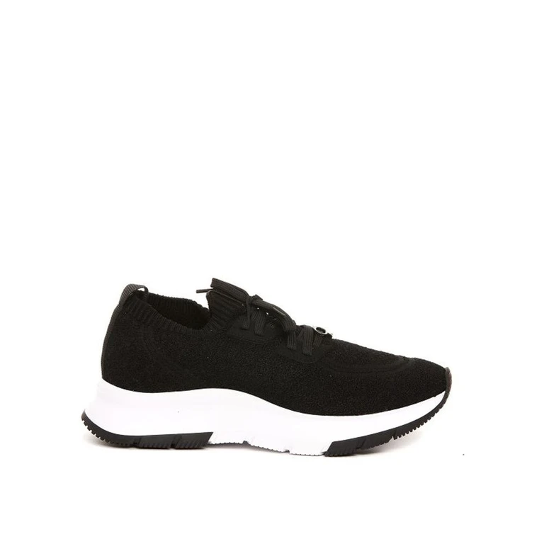 Black Fabric Athletic Sneakers - Women