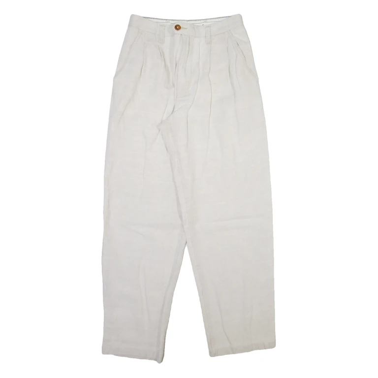 GARRY Womens Trousers Beige Relaxed Tapered Linen W28 L29