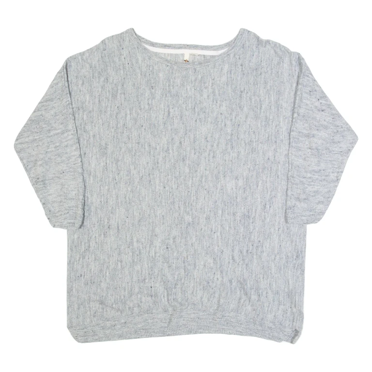 WHITE STUFF Womens Jumper Grey Tight Knit 3/4 Sleeve Linen UK 12
