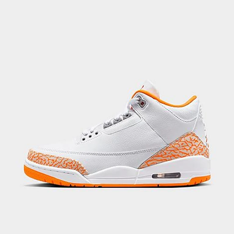 Jordan Women's Air Retro 3 Basketball Shoes in White/Cement Grey/Fire Red Size: 5.0
