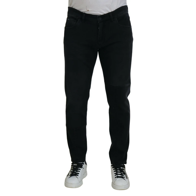 Dolce & Gabbana Black Angel Embroidery Skinny Denim Jeans Clothing - Men
