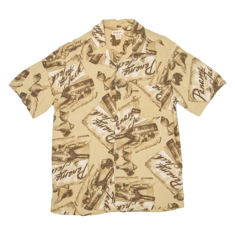 Mens Shirt Beige Crazy Pattern M