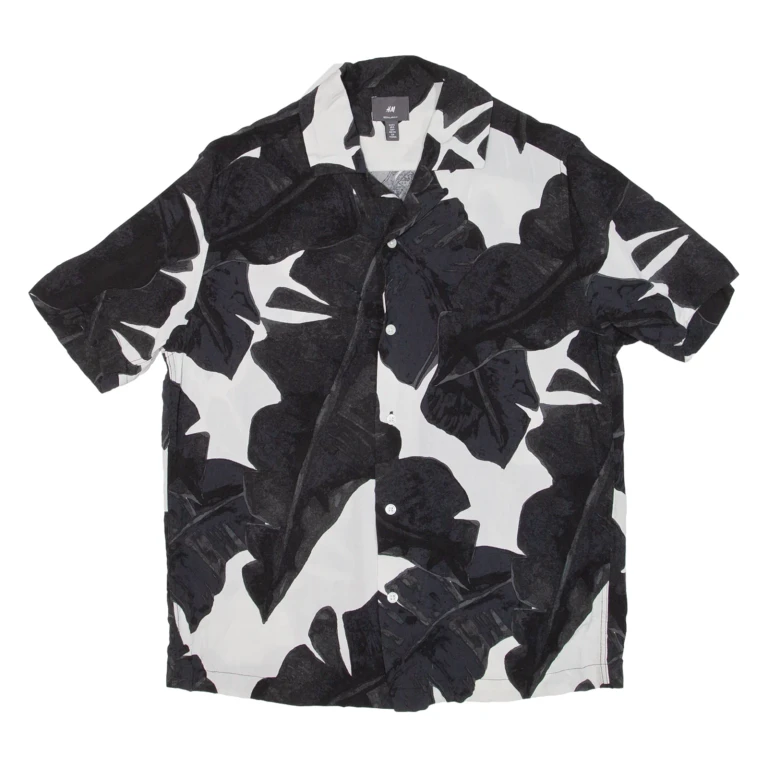 H&M Mens Hawaiian Shirt Black Floral S