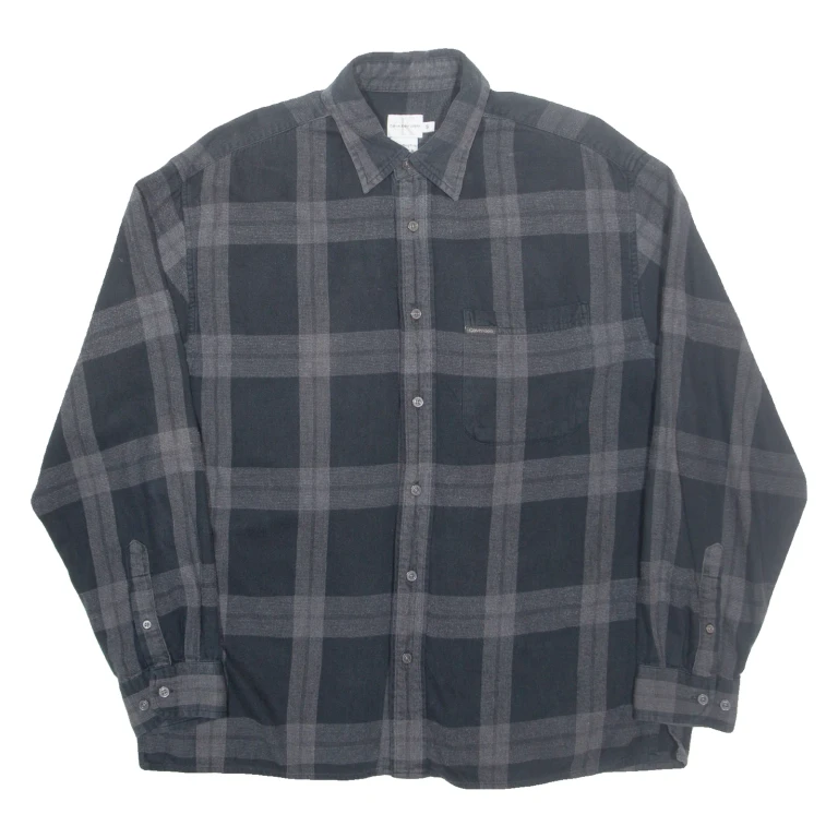CALVIN KLEIN JEANS Mens Shirt Black Check Long Sleeve S