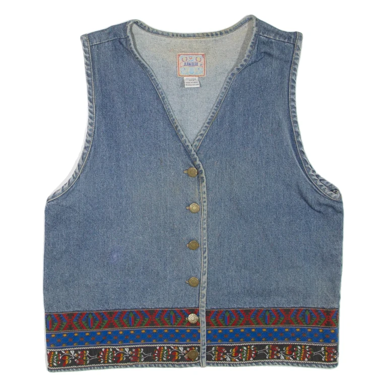 JEAN BLUE Womens Denim Waistcoat Blue M