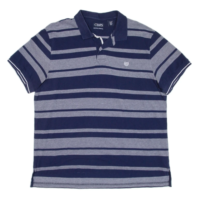 CHAPS Mens Polo Shirt Blue Striped XL
