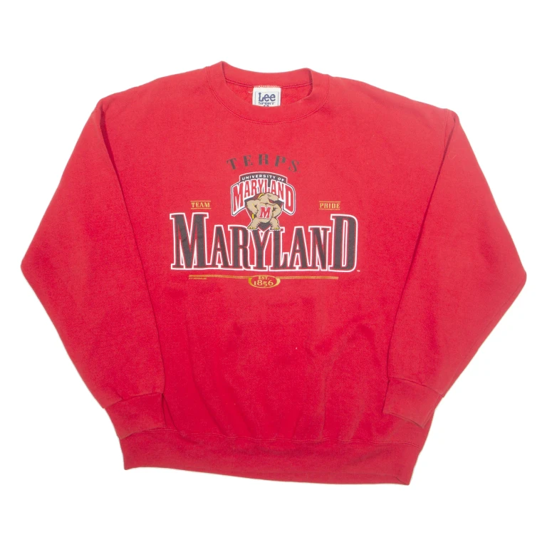 LEE Maryland Terrapins Football NCAA Mens Sweatshirt Red 90s USA XL