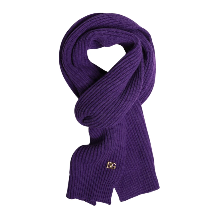 Dolce & Gabbana Purple Dg Logo Neck Warmer Wrap Shawl Scarf Virgin Wool - Men