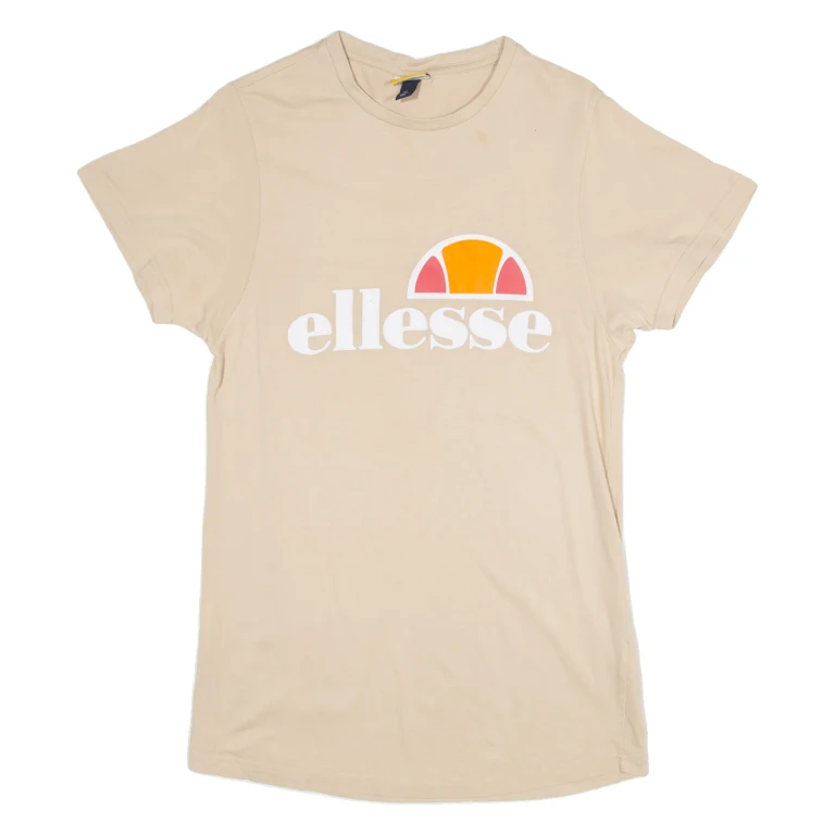 ADIDAS Womens T-Shirt Beige UK 12