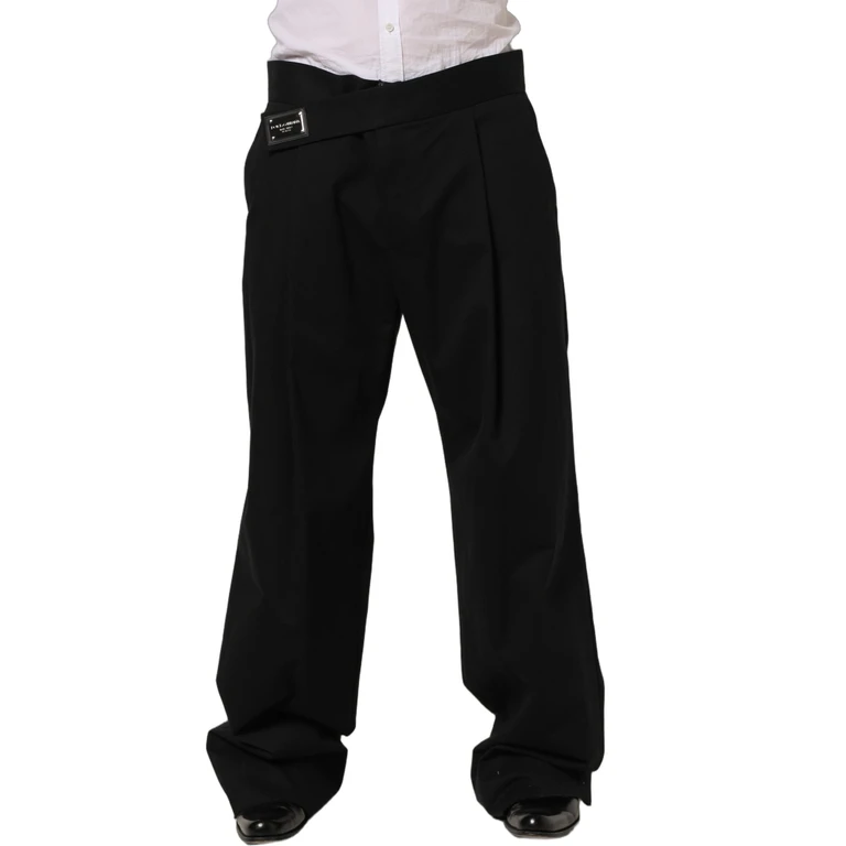 Dolce & Gabbana Black Cotton Straight Leg Dresstrouser Pants Elastane - Men