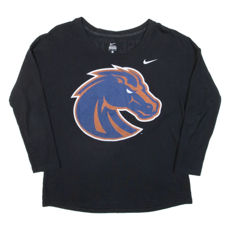 NIKE Womens T-Shirt Black Long Sleeve USA L