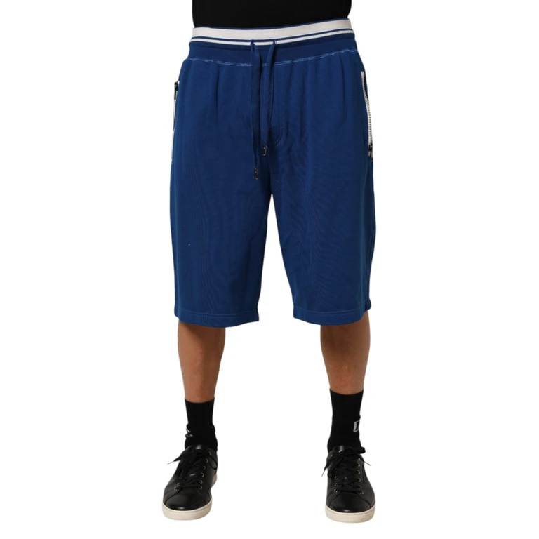 Dolce & Gabbana Blue Cotton Blend Bermuda Sweatpants Shorts Co+pl - Men