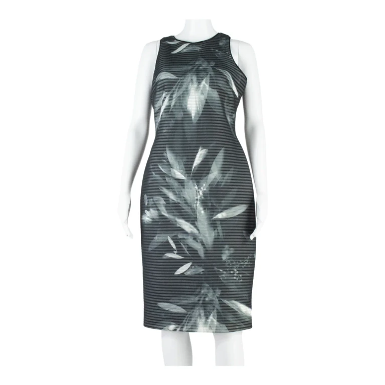 COAST Womens Bodycon Dress Grey Striped Sleeveless Midi UK 12