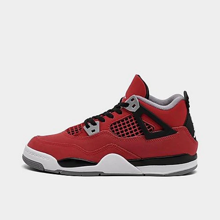 Jordan Little Kids Air Retro 4 Basketball Shoes in Fire Red/White/Black Size: 1.0