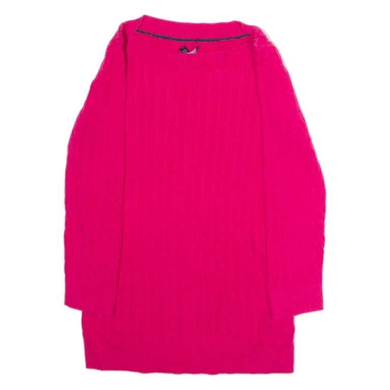 TOMMY HILFIGER Womens Jumper Pink Cable Knit S