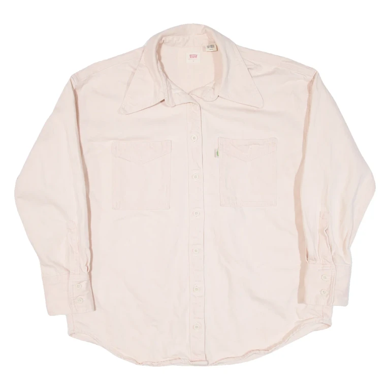 LEVI'S Fresh. Pea Pod Tab Womens Denim Shirt Pink Long Sleeve S