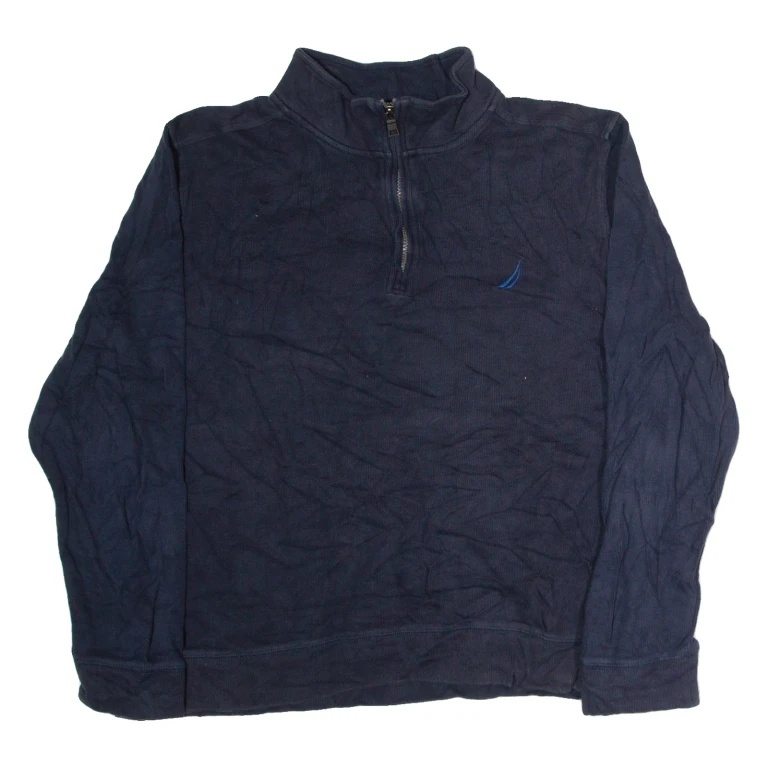 NAUTICA Mens Jumper Blue 1/4 Zip Tight Knit XL