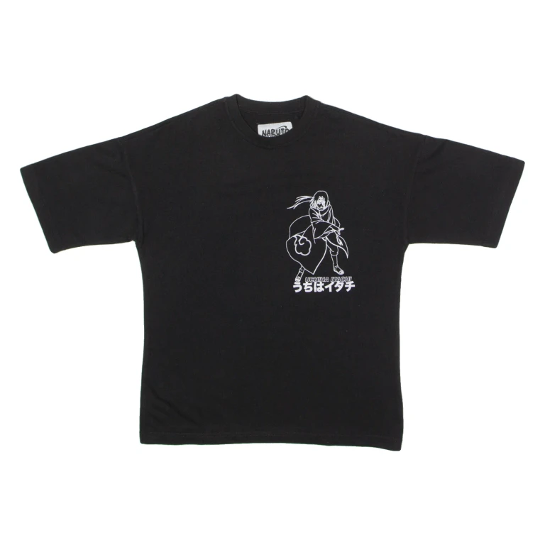 PULL&BEAR Naruto Uchiha Itachi Anime Mens T-Shirt Black Crew Neck XXS