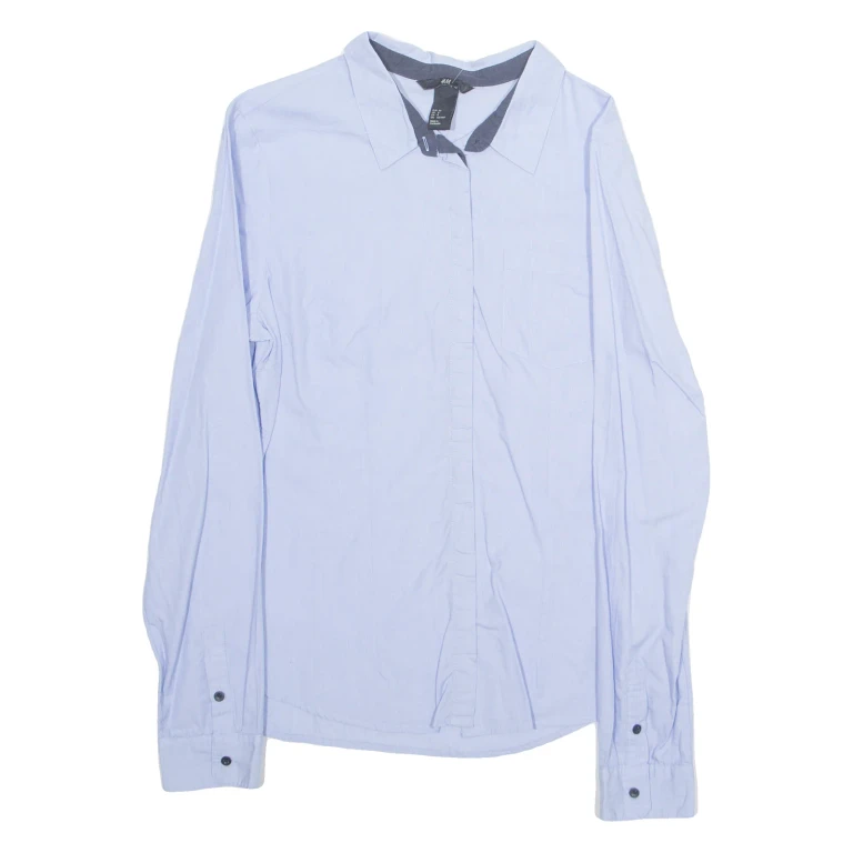 H&M Womens Bardot Shirt Purple Collared Long Sleeve S