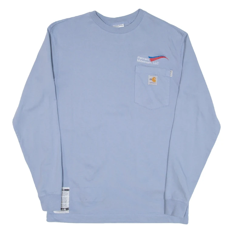 CARHARTT Pennant Midstream L.l.c Mens T-Shirt Blue Long Sleeve USA S