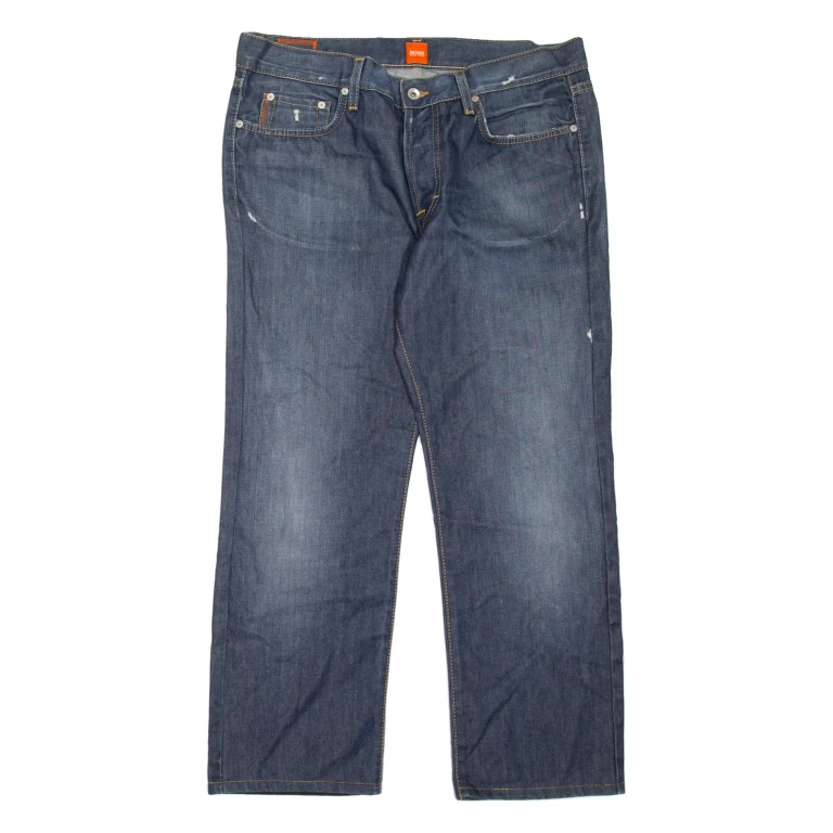 BOSS Mens Jeans Blue Regular Straight Stone Wash W36 L27